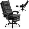 VEVOR Sedia Girevole da Ufficio con Poggiapiedi Cuscino Lombare, Sedia Girevole Ergonomica, Sedile da Ufficio in Pelle PU, Carico max. 181,44 kg, Altezza Regolabile, Inclinabile, Casa, Studio, Nero