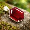Gravitygems 15 CT Naturale Esagonale Taglio Rosso Rubino Certificato Gemma 925 Solid Argento