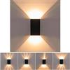 Planetitaly Applique murale LED 10W doppio fascio regolabile IP65 lampada bianca parete muro doppia emissione effetti luce giardino 230V (Nero CCT)