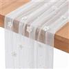 CATASTRBT Runner Bianco 80 × 200 cm Runner Tavola Chiffon con Fiore Perline Centrino per Tavolo Tulle per Matrimonio, Addio al Nubilato, Compleanni, Feste