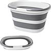 Electri-HQ Secchio Pieghevole 16L con Manici,Secchio per Pulizie Silicone Richiudibile Salvaspazio, Catino per Bucato, Secchiello, Silicone Lavabo, per Campeggio,Viaggio,Pesca,Camper,Pulizia della Casa (Grigio)