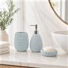 Virtime Set Accessori Bagno 3 Pezzi in Ceramica Lucida Modello Incas, Dispenser Sapone Liquido, Porta Spazzolini e Porta Saponetta (azzurro)