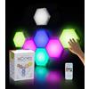 Emberela HEXlights SnapTap 7-pk Tap Tap Sensory Lights - Touch & Remote Controlled multicolore Magnetic Hexagon Lights - Lampada sensoriale interattiva e calmante per camera dei bambini