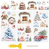 WANDIC 3 fogli adesivi UV DTF Cup Warp Merry Christmas Rub on Transfer Stickers, decalcomanie impermeabili per fai da te vetri, bottiglie d'acqua, mobili, artigianato, 15 x 30 cm