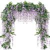 Veryhome Ghirlanda di glicine artificiali, 2 pezzi, 2 m, ghirlanda di fiori finti di glicine rampicante, in seta, da appendere, per matrimoni, casa, giardino, feste (viola)