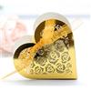 GIVBRO, scatole portaconfetti per matrimonio, scatola a forma di cuore con rose vuote, ideali per caramelle, con nastri, dorate, 50 pz