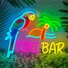 Weeddy Tiki Bar Targa neon tropicale pappagallo palma LED luce al neon alimentata tramite USB, dimmerabile, spiaggia, tramonto, bar, illuminazione a LED, decorazione da parete per casa, grotta degli uomini