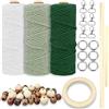 Irenwarl Filo macramè, 3 mm x 60 m, per principianti, con istruzioni (lingua italiana non garantita), filo di cotone per macramè, fai da te, decorazione bohémien, artigianato, cordino in cotone naturale, con