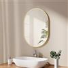 EMKE Specchio da bagno 50 x 70 cm, specchio da parete con cornice dorata spazzolata, specchio da parete ovale, orizzontale/verticale, per bagno, corridoio, soggiorno, camera da letto, WC per gli