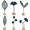 YunBey Decorazione Nordica in Metallo con Forma di Pianta, Base in Legno, Ornamento per Tavolo con Design Semplice di Foglie e Fiori, Piccola Scultura per Casa e Ufficio