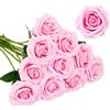 Wekuw Fiori Artificiali Rose di Seta, 15 Pezzi Rose Finte 2.7 x 20 in Bouquet Fiori Finti di Rosa con Steli Lunghi Realisticamente Morbido, per Decorazioni, Matrimoni E Abitazioni (Rosa Chiaro)
