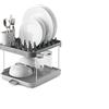 Joseph Joseph Duo Scolapiatti da appoggio a 2 livelli per lavello cucina con scolaposate e beccuccio di scarico, Grigio