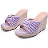 HIKKWXVN Viola,46 EU,Sandali con Zeppa con Plateau e Punta Aperta da Donna, Espadrillas Slip on Sandali con Zeppa Ciabatte Sandali con Zeppa Eleganti Estivi Scarpe