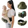 Tushbaby™ Gruccia ergonomica per bebè con supporto per fianchi da 0 a 36 mesi, fino a 20,5 kg, pelle vegana color oliva