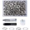 Luabue 120 Sets Occhiello Strumento Kit 16mm Occhielli Metallici con 3pcs Strumento Occhielli Grommet Rondelle per Tela Cerata Teloni Tende Lacci Scarpe Borse in Pelle (16mm)