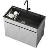 AnYaBinni Lavandino in Acciaio Inox Professionale 1 Vasca con Rubinetto Acqua Calda e Fredda, Lavatoio da Commerciale con Armadio Contenitore, Cestello di Scarico per Cucina, Caffè, Garage