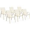 IDMarket - Set di 6 sedie da giardino impilabili LYMA in metallo e textilene in beige