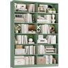 FirFurd Libreria Profonda 30 cm con 12 Scomparti Aperti, Libreria Scaffale Moderno, Libreria da Parete a 6 Ripiani, Libreria in Legno, per Studio, Ufficio, Soggiorno, 120x30x188,7 cm (Verde)