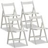 Tomaino - Sedia Pieghevole in Legno - Set 4 Sedie da Cucina Salvaspazio Portatili per uso Interno ed Esterno- Richiudibili Comode e Moderne (Bianco)