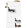 WOLTU Scarpiera da Ingresso, Porta Scarpe con 10 Scomparti, Scarpiera Modulare per 40 Paia di Scarpe, Contenitore per Scarpe con Porte, in Plastica e Metallo, Bianco, 35x35x45cm/Scomparto