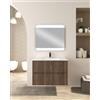 Generico Mobile bagno da 80 cm sospeso con due cassetti e lavabo in ceramica - frontali plissé (Noce)