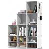 XOKOTAKI Scaffale Modulare con 9 Scomparti, Scaffali Modulare in Plastica, Scaffale con Moduli, Cubo Portaoggetti, Libreria in Plastica, per Scarpe, Vestiti, Libri, Montaggio Facile, Armadio, Bianco.