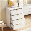 BIYFSDS Cassettiera moderna con 4 cassetti, mobile portaoggetti con gambe e maniglie dorate, grande cassettiera per adulti in legno con motivo ondulato, credenza mobile da cucina, comodino (bianco, 60