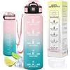 Motswedi Borraccia 1 Litro, senza Cannuccia, Borraccia Palestra, Bottiglia Acqua, a Prova di Perdite, Plastica Borracce Sportiva 1l, per Ufficio, Sport, Palestra, Ciclismo, Giallo & Rosa