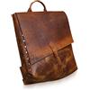Generic KALATING Personalizzata Mens Fatto a mano in Vera Pieno Fiore Pelle laptop viaggio vintage Zaino/Fino a 15,6 pollici Laptop/Marrone