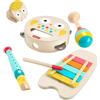 Fisher-Price - Set Strumenti Musicali, 6 Strumenti Giocattolo in Legno a Forma di Animali per Lo Sviluppo delle capacità motorie e sensoriali, Giocattolo per Bambini, 2+ Anni, HXT90
