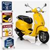 TOYSCAR Moto Elettrica Bambini 12V Licenza Ufficiale Piaggio, Vespa Elettrica per Bambini 3-6 Anni Vespa Primavera, Luci LED, Bluetooth, Sedile Pelle, Retromarcia e Rotelle (Gialla)