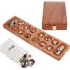 Ajuny Set da Gioco da Tavolo Mancala in Legno - Tavola Pieghevole - con Pietre Multicolore, Ideale per Serate in Famiglia, Classico Portatile e Divertente per Adulti e Bambini