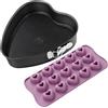 Zenker Set Pasticceria Stampo in Silicone per Cioccolatini 15 Cavità, resistente -40°C a 230°C, Tortiera a Cerniera a Cuore 27x25 cm in Acciaio al Carbonio Antiaderente, teglie pasticceria