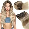 LaaVoo Extension Capelli Veri Clip, Balayage Marrone Chiaro a Biondo Platino e Biondo Sporco, 45cm 120g 7pcs, Capelli Naturali, Lunga Durata, per Cerimonie Importanti, Colore 8-60-18