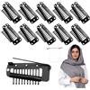AWAVM 10 Pezzi Extension Capelli Clips con Pin di Sicurezza, Clip di Parrucca in Metallo Estensione dei Capelli Snap Clip, Pin di Sicurezza Scialli, Vestiti, Sciarpa, Gonna (Nero)