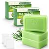 Hotcho 3 Pezzi Sapone al Tea Tree Oil - Detergente Viso e Corpo Purificante per Pelle Impura, Pulizia Profonda, Controllo del Sebo, Fragranza Rinfrescante