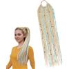 Generico Coda di cavallo elastica con dreadlock,Coda Posticcia Intrecciata Stile Boho con Perline, Extension Capelli Dreadlock Leggera con Elastico per Donna e Uomo, Uso Quotidiano e Festival