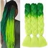Gairyan Extension per Treccine Africane Extension Capelli Finti per Treccine Afro 60cm Ombre Kanekalon Treccia Capelli Sintetici Crochet Twist Jumbo Braids 3 Pezzi (Verde Scuro-Verde Giallo)