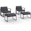 IDMarket - Set di 2 poltrone da Giardino Marco con poggiapiedi Grigio e Cuscino Grigio Antracite