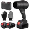 LIROPAU Soffiatore per foglie, 16000 giri/min, mini ventilatore a batteria, soffiatore elettrico, ventola turbo con 2 batterie da 2000 mAh, ventilatore elettrico per soffiare foglie, auto, polvere