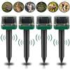 GAOUTO 4PCS Distributore solare per talpe: spaventappi, protezione solare IP65, impermeabile per arvicole, a ultrasuoni, per espellere, antitalpe, controllo dei parassiti per il giardino (verde)