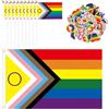 ZoneYan Bandiera Arcobalenom LGBTQ, ZoneYan Set di Bandiera Gay Pride, Grande Bandiera Progress 90x150, 10 di Bandiera Lgbt Piccola e 50 di LGBTQ Adesiv