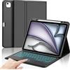IVEOPPE Tastiera per iPad Air 13 M4 2026/M3 2025/M2 2024/iPad Pro 12.9 3-6 Gen | Cover Keyboard Touchpad 7 Colori Illuminato Staccabile Italiano QWERTY, Custodia Tastiera Bluetooth con Portapenna, Nero
