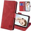 FMPCUON Custodia Flip in Pelle per Honor X8a - Cover a Libro Magnetica Portafoglio Case, Rosso