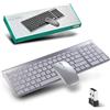Justdfine Set di tastiera mouse senza fili 2,4 GHz e Bluetooth, tastiera e mouse senza fili con batterie ricaricabili, tastiera ultra sottile con tastierino digitale, mouse silenzioso, per PC/Laptop/Mac, QWERTY