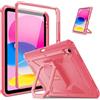 FINTIE Custodia per iPad (A16) 11ª/10ª Generazione (2025/2022) con Portapenne - [Tuatara Magic Ring] 360 Gradi di Girevole Stand Cover Antiurto Robusto Protettivo Case con Proteggi Schermo, (Rosa)
