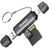 dockteck Lettore di schede SD, Dockteck USB 3.0 su scheda Micro SD adattatore su SD TF Memory Stick, doppio slot OTG lettore per UHS-I SD/Micro SD/SDHC/SDXC/MMC, per MacBook, iPad Pro/Air, iPhone 15, Android