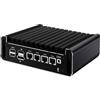 AIOPCWA N150 Mini PC Firewall Appliance (N100 upgrade), Fanless Mini Computer with 4 x i226-V 2.5GbE LAN, OPNsense Micro PC DDR5 16GB RAM 256GB NVMe, PCIe3.0 x4, HD+DP, 2-NVMe, TF