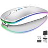 Vickey Mouse wireless Bluetooth per laptop, mouse per computer ricaricabile, 2,4 GHz, ottico (Bluetooth5.2+USB A+USB C), doppio ricevitore, mouse 1600 DPI LED, clic silenzioso per MacBook, laptop, tablet, PC