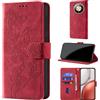 CaseGla Cover per Honor Magic8 Lite [Blocco RFID] Custodia Portafoglio Premium Pelle PU Wallet Case Flip Libro con Porta Carte Slot Supporto, Rosso
